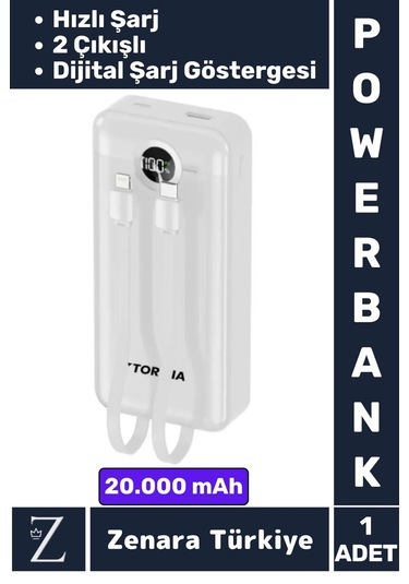Kompakt Kamp Piknik Taşınabilir Şarj 2 Çıkış Dijital Şarj Göstergeli Hızlı Şarj 20.000 Mah Powerbank Çok Renkli