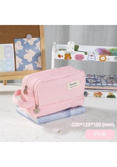 Perfect Choice 5 Katlı Büyük Kapasiteli Kalem Kutusu Çantası - Pembe Yj3x24 Diğer