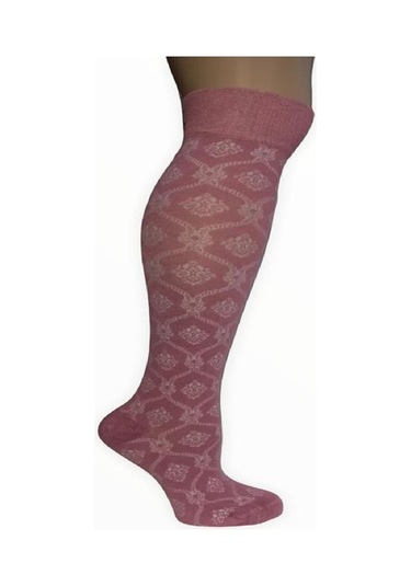 CALZE VİTA DESENLİ BAMBU DİZALTI ÇORAP - DİKİŞSİZ-Pembe