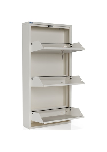 Ceha Kilitli Metal Ayakkabılık 3'lü Beyaz - K.AYK-3 /AB9010/KL