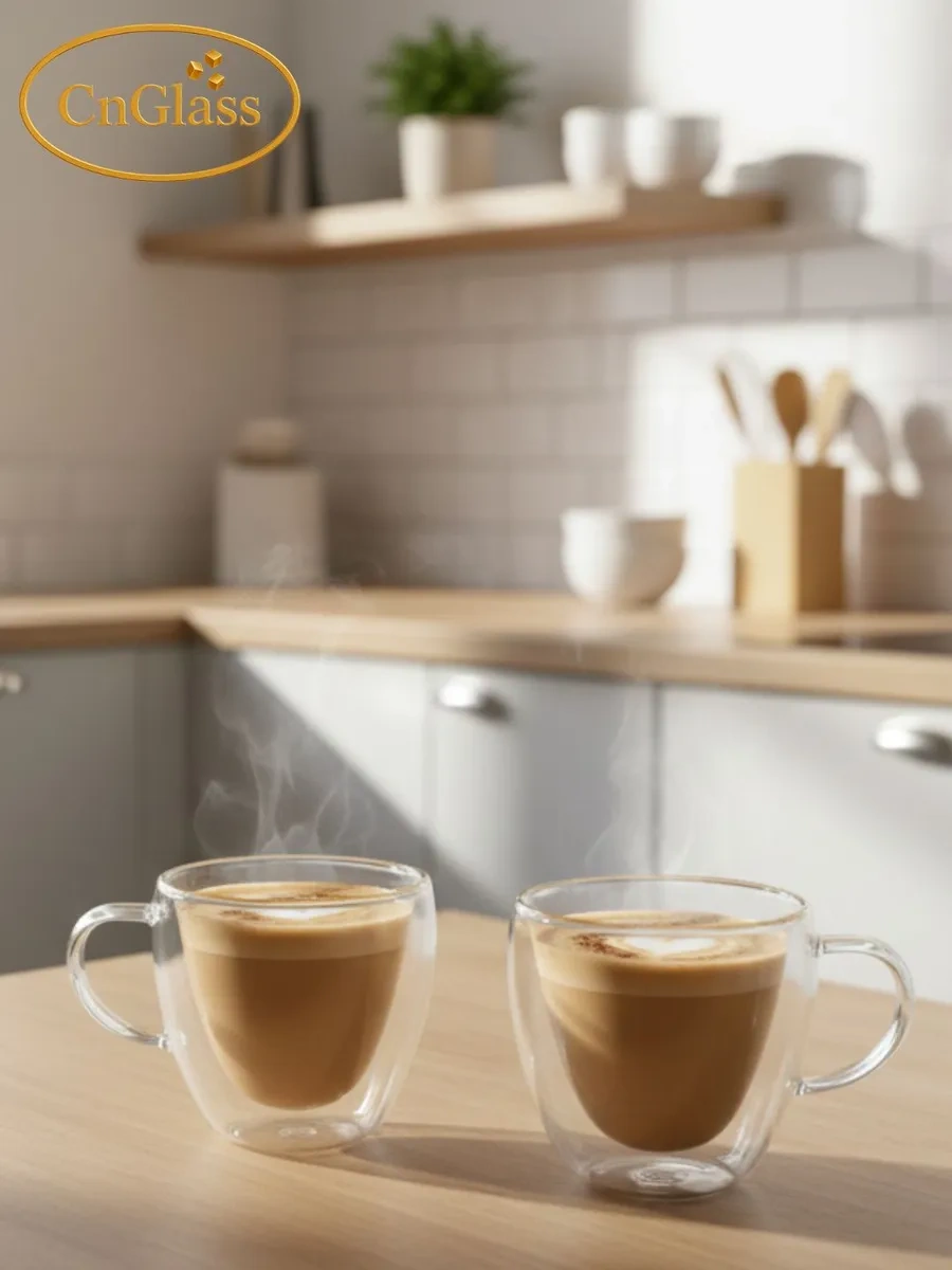 Cnglass Kahve Ve Çay İçin Büyük Kalp Şekilli Kupa 250 Ml 2 Adet. 29326570 Beyaz