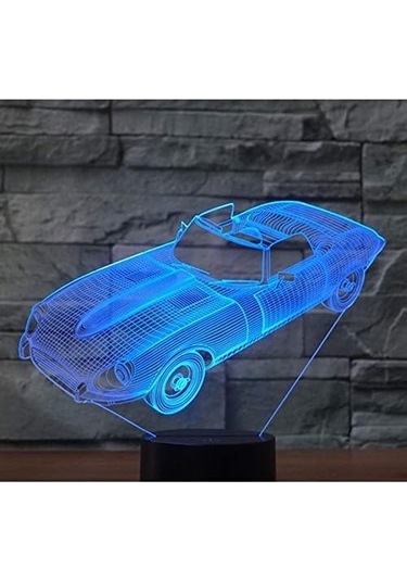 Goldenqian Çocuklar Için Gece Lambası, 3d Illüzyon Gece Lambası, Renk Değişimi Gece Lambası 3d Led Gece Lambası Roadster, 7 Renkli Işık, Ev Dekoru Işıkları Için Inanılmaz Görsel Illüzyon Sb3jwb Siyah