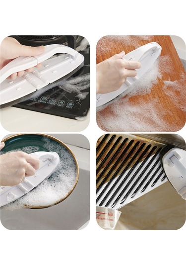 Neevoyu Ev Temizlik Fırça, Katlanabilir Kollü, Hızlı Köpürme Ve Temizleme, Pp+polyester Malzeme, Beyaz, 2 Adet Set