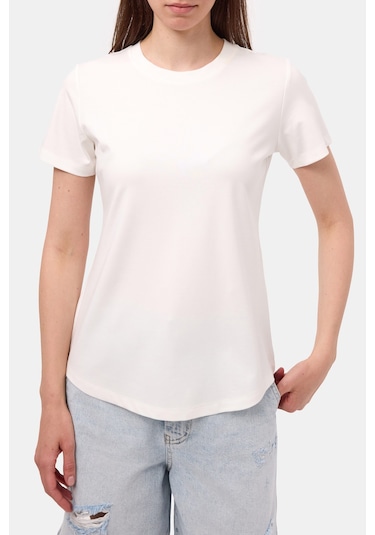 Itsbasic Kadın Beyaz S6-2 Oversize Bisiklet Yaka T-shirt