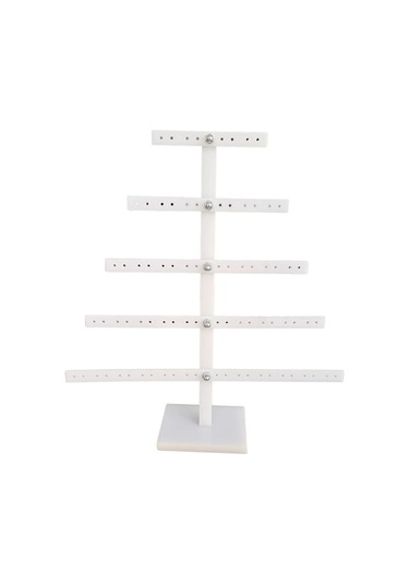 5 Katlı Çam Şeklinde Beyaz Pleksi Küpe Standı 40 Çift Küpe Orta Boy Küpe Takı Düzenleme Organiz Çok Renkli