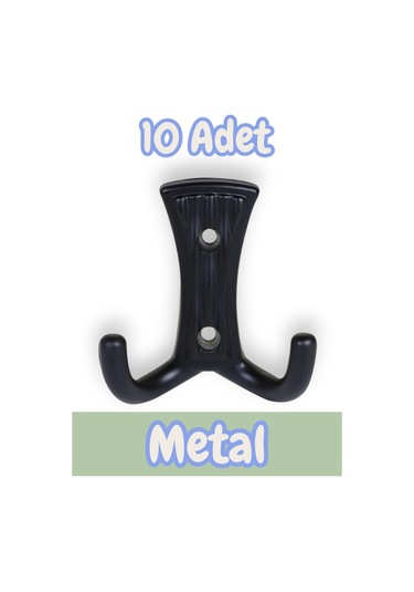 Troy Portmanto Vestiyer Duvar Dolap Elbise Askısı Siyah Metal Mobilya Kapı Askılığı Askılık 10 Adet Siyah