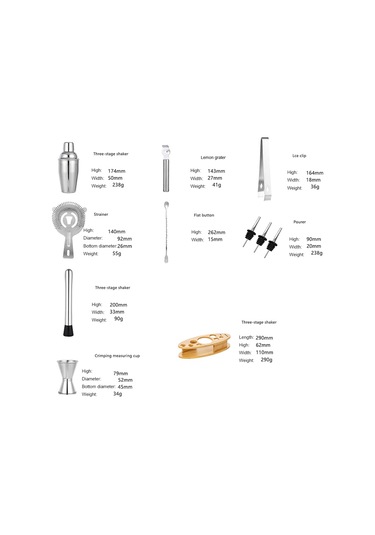 Sones By-011 11'i 1 Arada Oval Ahşap Standlı Çalkalayıcı Seti Barmenlik Aletleri, Özellikler: 350ml