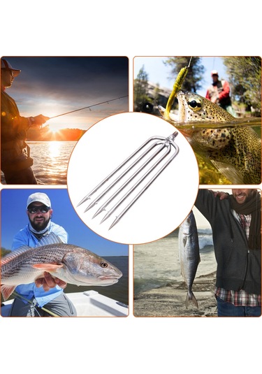 Geeroyoo Stainless Steel Balık Mızrağı 5 Tırnaklı Dönmeci Uçlu 8mm Vida İle Evrensel Uyumlu Av Aleti