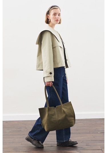 Geniş Yaka Gabardin Ceket Soft Yeşil Soft Yeşil