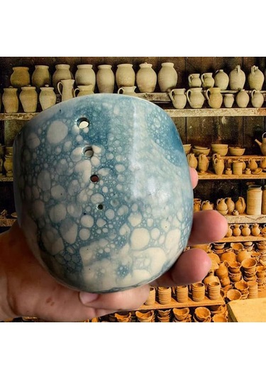 Homyl Seramik Soyucu Kase Farklı Yuvarlak Delik Boyutları Sebze Mavi