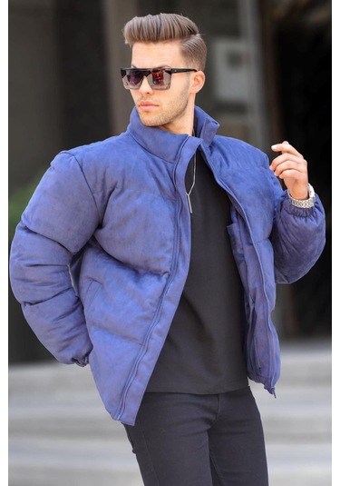 Madmext Lacivert Nubuk Erkek Şişme Mont 6802-lacivert Lacivert