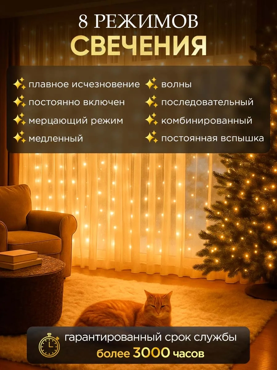 Faraday8 Pencere İçin Perde Işık Zinciri 3x2 16564139 Örgü