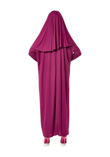 Tek Parça Namaz Elbisesi - Seccade - Tesbih - Ibadet Seti - Fuşya