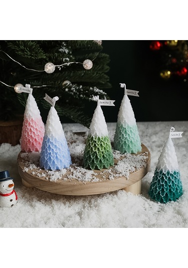 Yifomall Yeşil Xmas Ağacı Şekilli Spiral Gümüş Parafin Mum - Sigara İçmez, 3 Saat Yanma Süresi, Noel Dekorasyonu 1 Adet