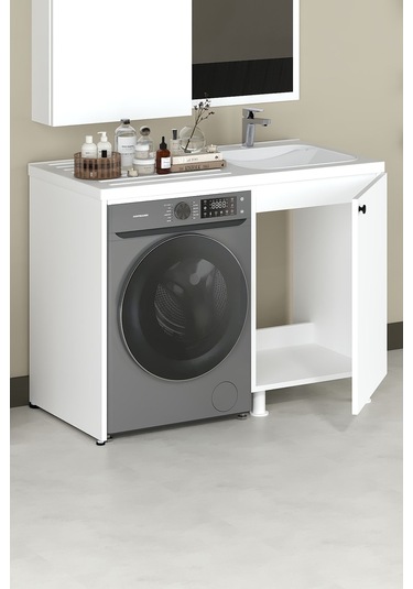 Dune Lavabolu Banyo Dolabı Beyaz