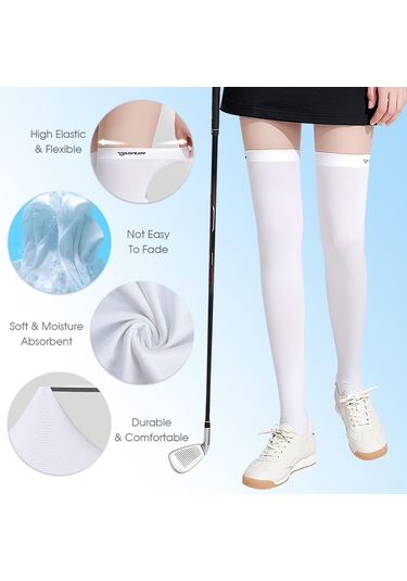 Neevoyu Kadınlar İçin Serinletici Golf Bacak Kollukları - Uzun/kısa Seçenekli Beyaz