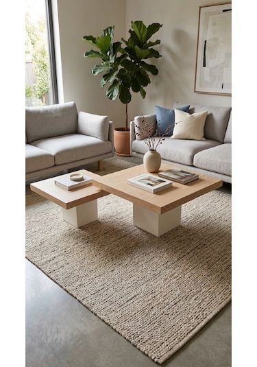 Most Marmoris %100 Mdf Meşe Aytaşı Orta Sehpa Set Evinize Teslim