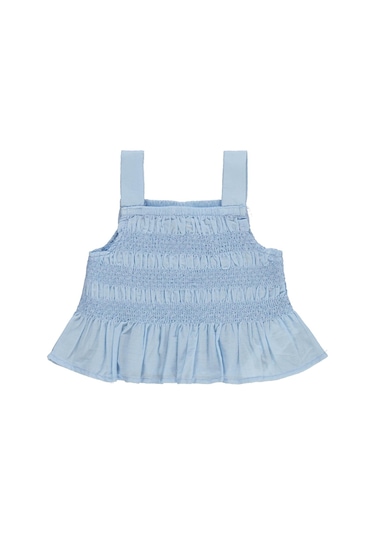 Civil Baby Denim Şortlu Askılı 6-18 Ay Takım - Mavi Koyu Mavi