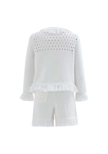 Peraluna Mıyoki Cardıgan & Shorts Mevsimlik Pamuklu Kadın Triko T Kırık Beyaz