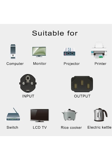 C13 Power Kablo Standart Kasa Monitör Elektrik Güç Kablosu 1.8 mt