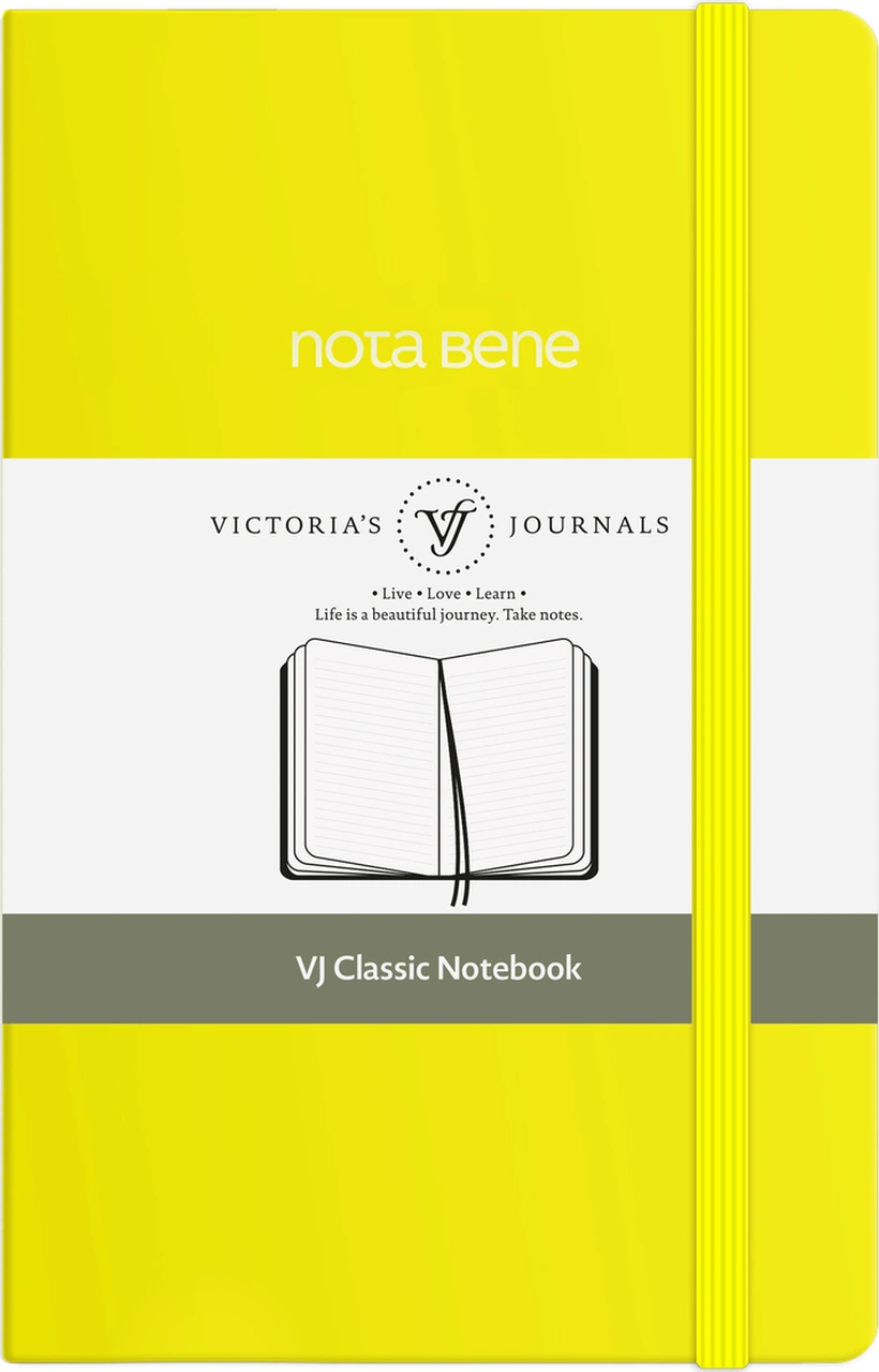 Nota Bene Classic Sert Kapak Defter, 9x14 Cm, Çizgili Sarı