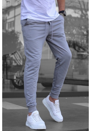 Madmext Füme Paçası Lastikli Erkek Eşofman 4821 Füme