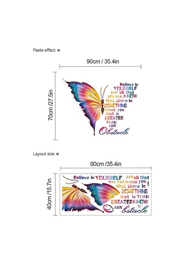 Büyük Renkli İlham Verici Duvar Çıkartmaları Alıntılar Vinil Kelebek Duvar Sanatı Çıkartmaları Motivasyonel Cümle Olumlu Açıklama Duvar Çıkartması Çok Renkli
