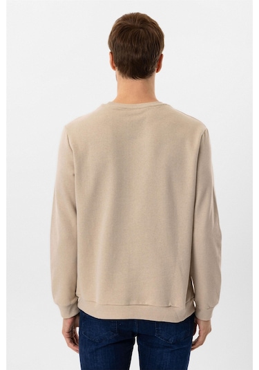 Süvari Oversize Kalıp O Yaka 3 İplik Yumuşak Dokulu Sweat Bej