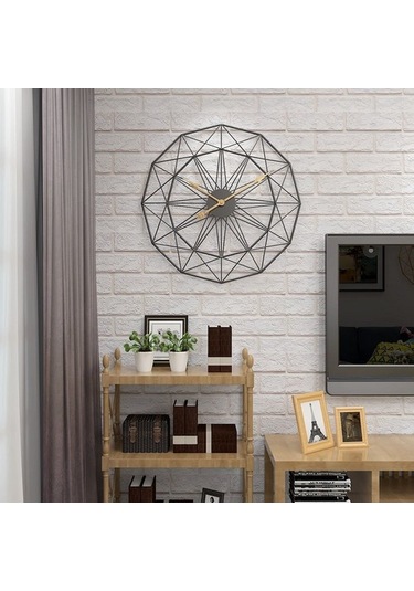 Goldenqian 50 Cm Retro Iskandinav Demir Sanat Büyük Sessiz Asılı Saat Ev Dekor Yeni 3nloga Siyah