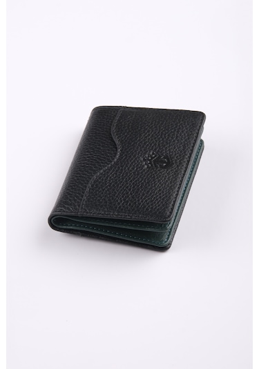 Ancora Leather Hakiki Deri Kartlık-26207 Siyah - Yeşil