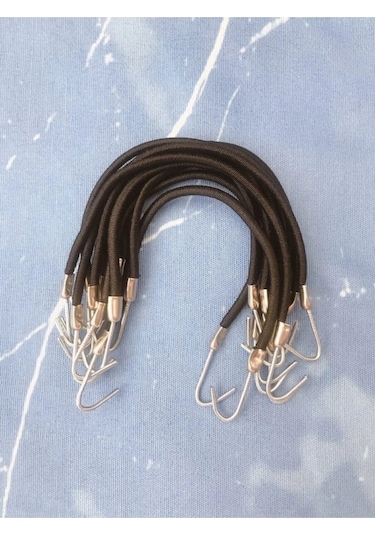 Kançalı Ucu Metal Çengelli Lastik Toka 10 Adet Siyah