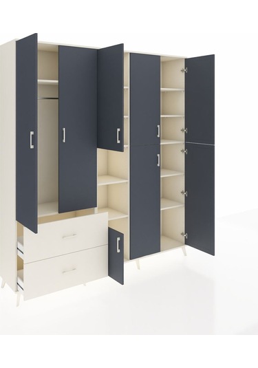 Hyperion Dolap 12 Raflı 2 Çekmeceli Tek Askılı 220x44x243 Aytaşı-antrasit/aytaşı Antrasıt/aytası Hyperion Dolap 12 Raflı 2 Çekmeceli Tek Askılı 220x44x243 Aytaşı-antrasit/aytaşı Antrasıt/aytası