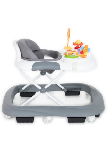 Duux Plano Oyuncaklı Müzikli 3 Kademeli Örümcek Bebek Yürüteci Beyaz Gri Beyaz