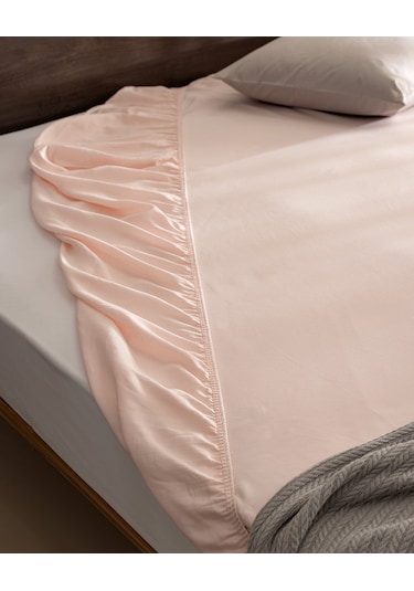 Ciel Tek Kişilik Plus %100 Pamuk Lastikli Saten Çarşaf - Açık Pudra 8684427179710 Çok Renkli