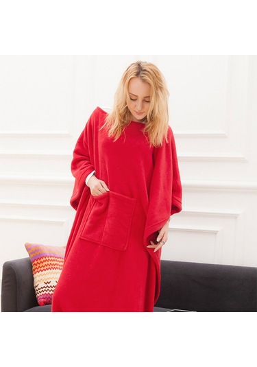 Sones İlkbahar Ve Sonbahar Yumuşak Ve Kalın Mercan Polar Battaniye Tv Battaniyesi Kırmızı