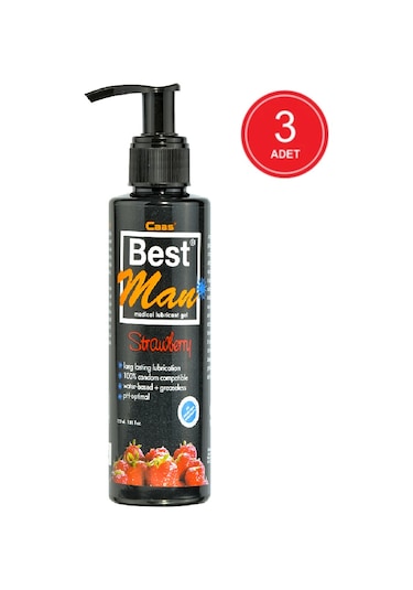 Caas Best Man Su Bazlı Çilek Aromalı Kayganlaştırıcı Jel 3 x 150 ML