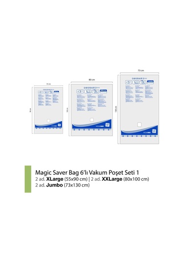 Magic Saver Bag 6'Lı Saklama Vakumlu Poşet Seti 1