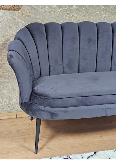 İkili İstiridye Siyah Boyalı Sivriltme Ayak Çay Seti Koltuk İkili Çok Renkli