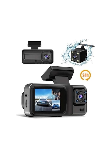 1080p 3 Lensli Wifi Araç İçi Kameralı Ekran Dvr Kaydedici Gece Görüşlü