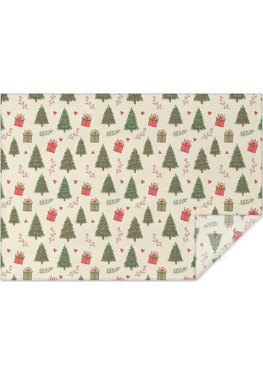 Noel Desenli Dikdörtgen Masa Örtüsü 60x84 İnç, Su Geçirmez Ve Leke Tutmaz Noel Ağacı Hediyesi