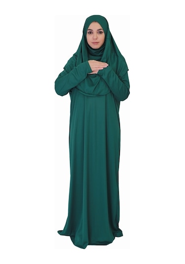 Kabe Yeşili Fermuarsız Namaz Elbisesi Çok Renkli