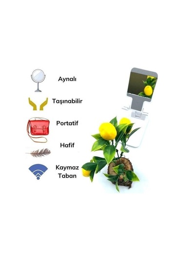 9068040791099 - Buffer Siyah Aynalı Cep Telefonu Sabitleyici Stand Katlanabilir Ayarlanabilir Telefon Standı