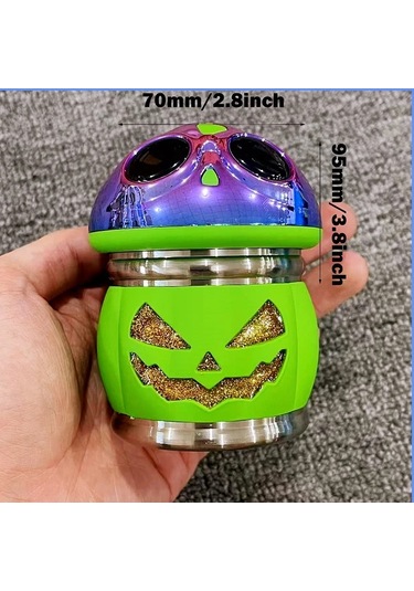 Elmpaly 2.8" 70mm Zinc Alloy Tütün Öğütücü - Kafatası Desenli Manuel 4 Katlı