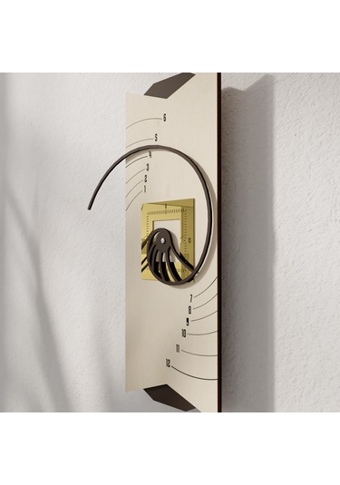 Dekoratif Fibonacci Tasarımlı Ahşap Duvar Saati Kahverengi