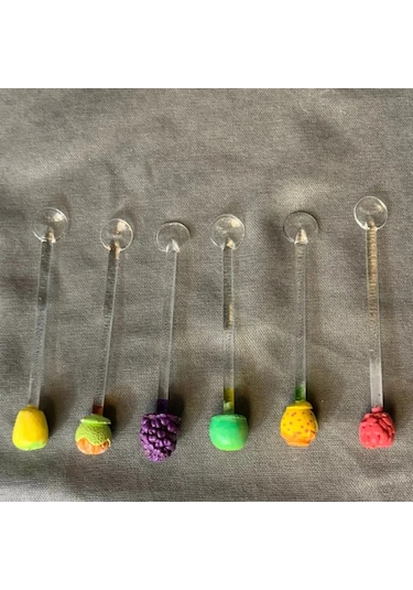 Uretti - Pınar 2572 - El Yapımı Tasarım 6'lı Cam Çay Kaşığı Şeffaf