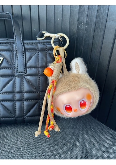 Labubu Detaylı Çanta Anahtarlığı Bag Charm Açık Bej