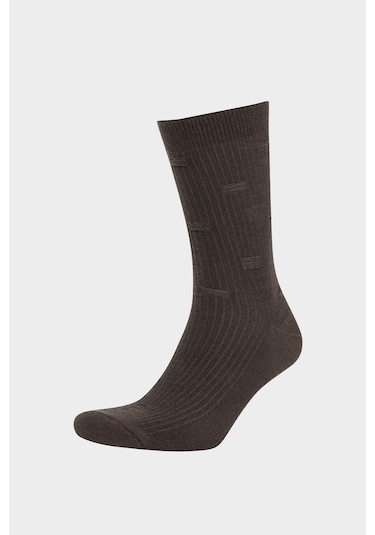 DeFacto Erkek Dikişsiz Yırtık Desenli Penye Pamuklu Premium Uzun Çorap E7843AXNSBN269