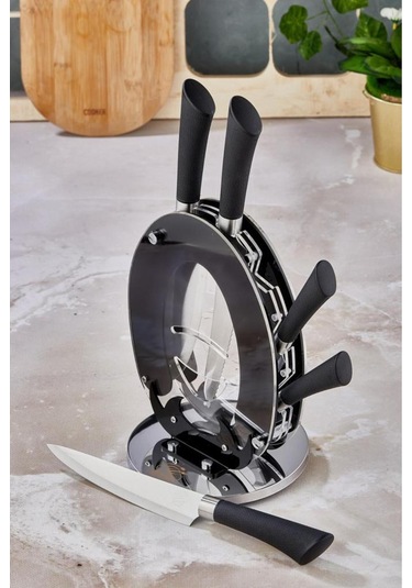 Cooker 6 Parça Mutfak Bıçak Seti Günlük Ve Profesyonel Kullanım Çeyiz Mutfak Siyah