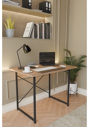 Metal Ayaklı Çalışma Masası Ofis Masası Atlantik Çam 60 x 90