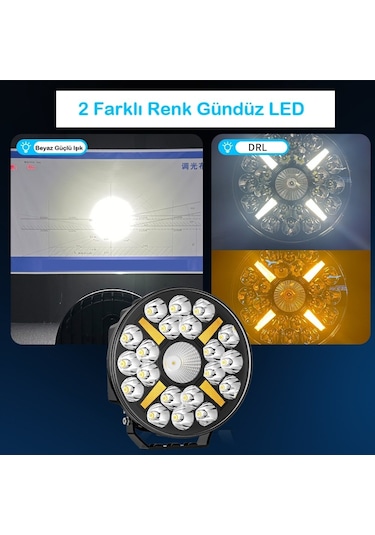 Kamyon Tır 9 İnç Sis Farı Tepe Ve Tampon Lambası 100 W Projektör Lamba Gündüz Led Drl Sarı Ve Beyaz